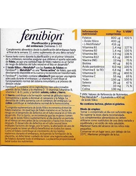 Femibion 1 pronatal 28 comprimidos