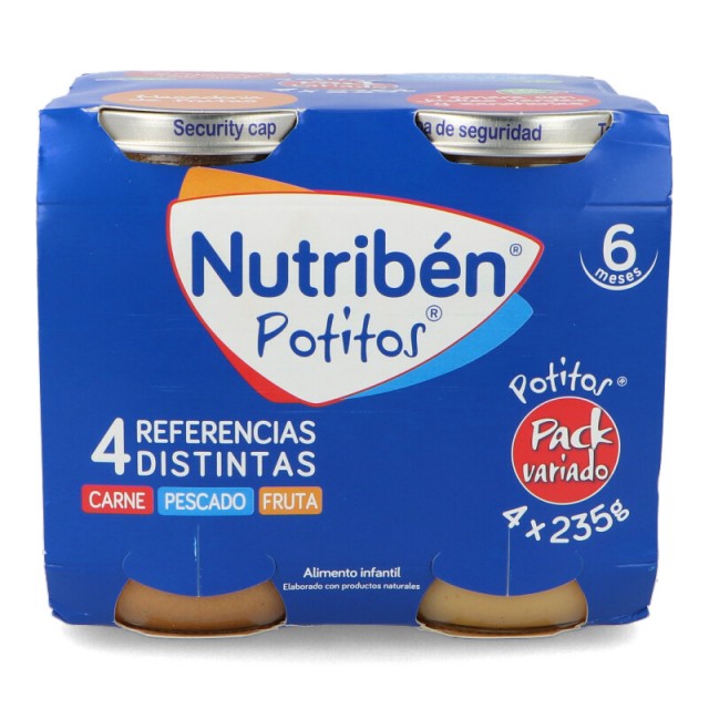 Nutriben Potitos Pack Variado Carne, Pescado y Fruta 4x235 g.