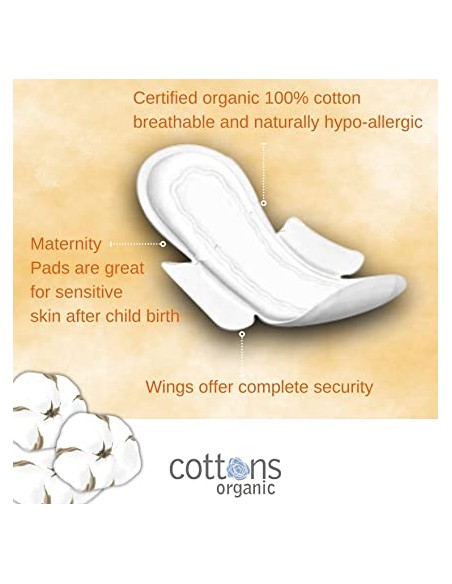 Masmi Natural Cotton Maternity - Compresas postparto, 10uds.