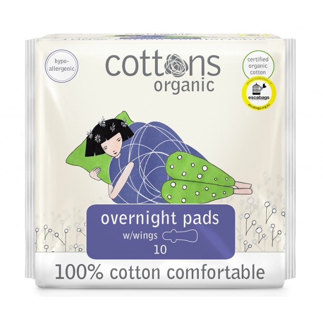 Cottons Overnight Pads 10 unidades