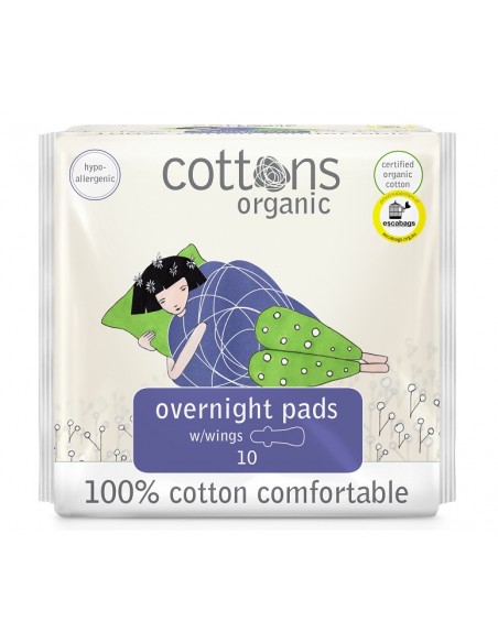Cottons Overnight Pads 10 unidades