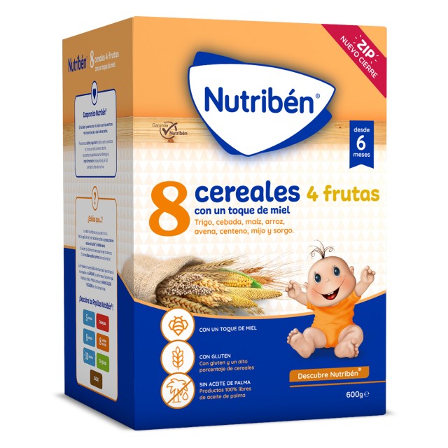 Nutribén 8 Cereales con un toque de  Miel y 4 Frutas 600 Gr