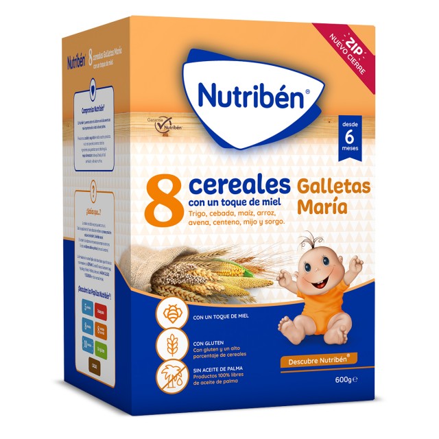 Nutribén 8 Cereales con un toque de Miel y Galletas María 600 Gr